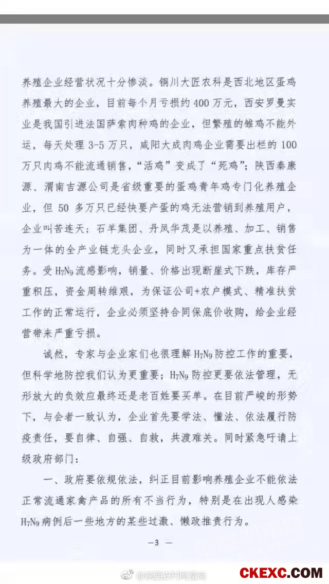 不再沉默！陕西畜牧业协会呼吁援救家禽产业